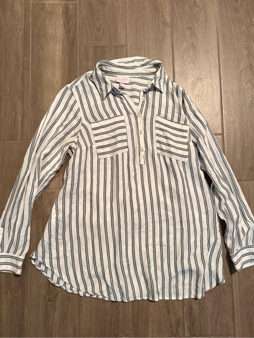 Isabel Maternity Striped Long-Sleeve Pullover Shirt - White & Green